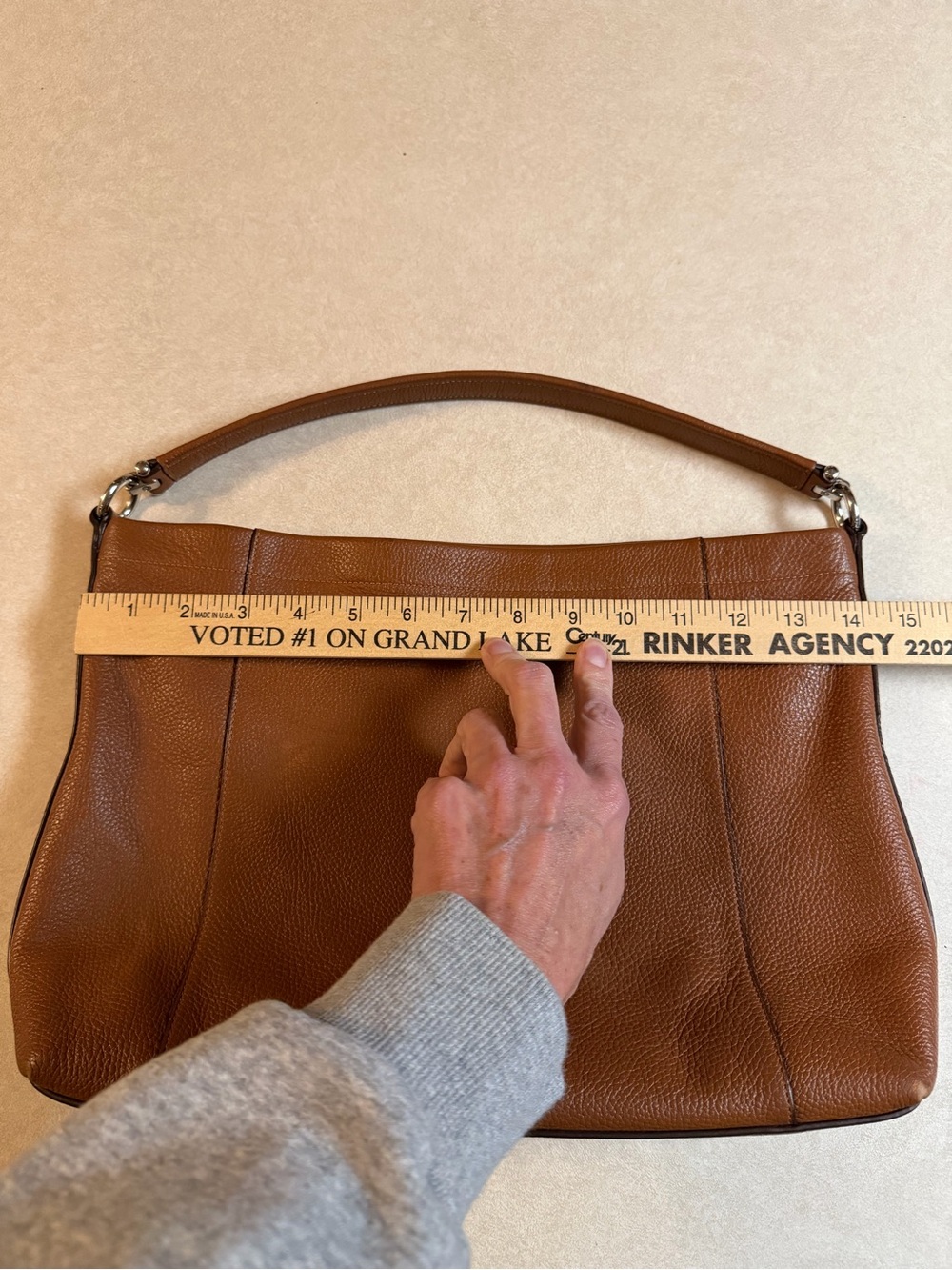 Coach Cognac Pebbled Leather Shoulder Bag - Picture 3 of 11